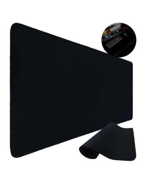 Mouse Pad Gamer 90x40 Escritório Alta Qualidade Preto Liso Isoprene